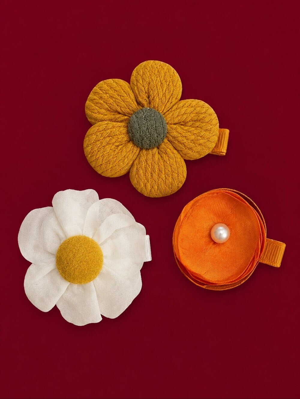 Vintage Handmade Floral Daisy Hair Clips